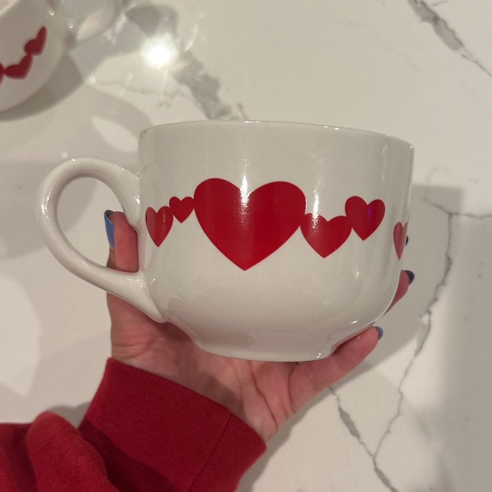Vintage Set of Red Heart Ceramic Mugs (2) - Picture 9 of 12